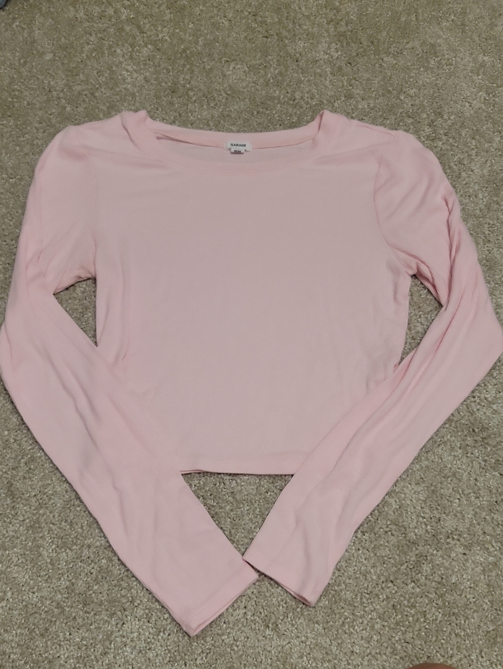 Garage Light Pink Long Sleeve Crewneck Top